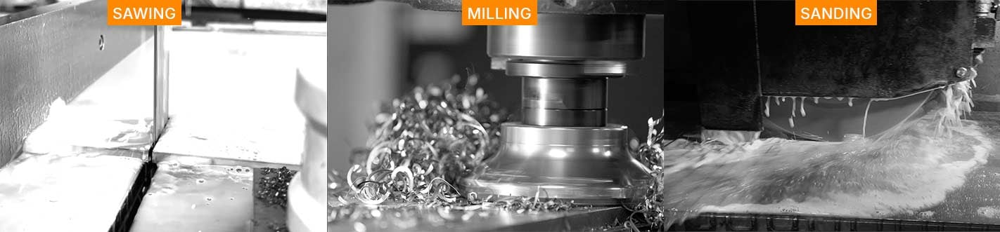 Sawing, milling and grinding of steel and aluminium